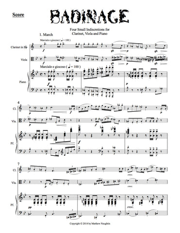 "Badinage" Four Small Indiscretions for Clarinet, Viola and Piano (Matthew Naughtin)