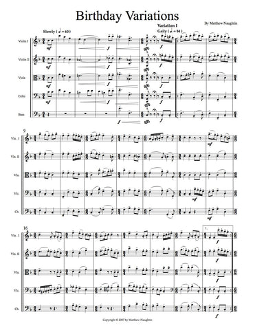 Birthday Variations for String Orchestra (Matthew Naughtin)