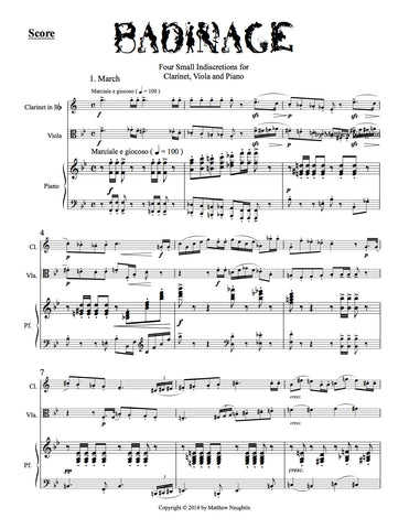 "Badinage" Four Small Indiscretions for Clarinet, Viola and Piano (Matthew Naughtin)