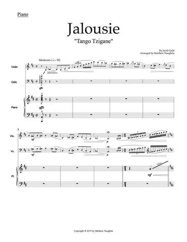 "Jalousie" Tango (Jacob Gade) for Piano Trio