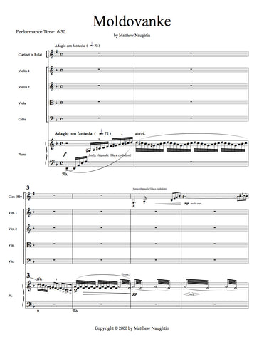 "Moldovanke" for Clarinet, String Quartet & Piano (traditional Ukranian)